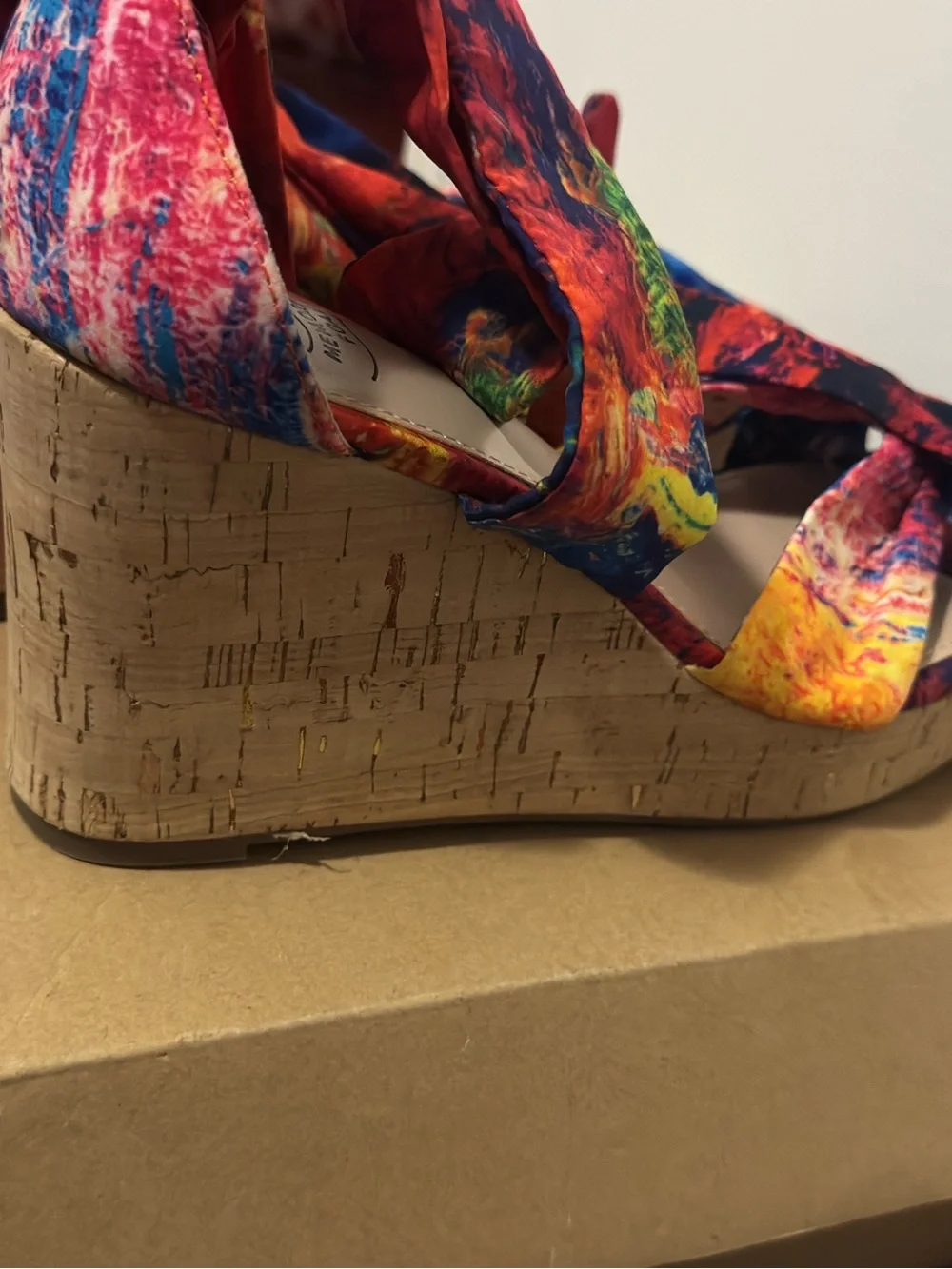 Impo Multicolor Tie-Wrap Cork Wedge Sandal